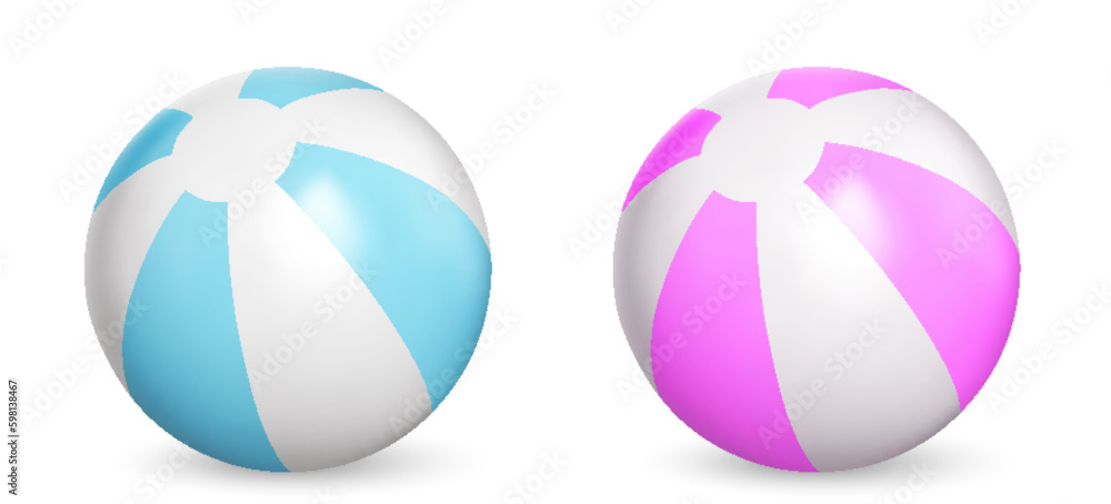 Vector realistic illustration Beach balls set isolated on white background