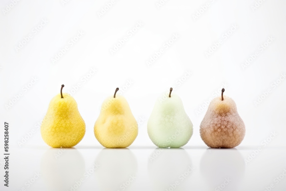 three ripe pears arranged in a row. Generative AI Generative AI