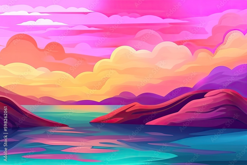 serene sunset over a calm body of water. Generative AI Generative AI