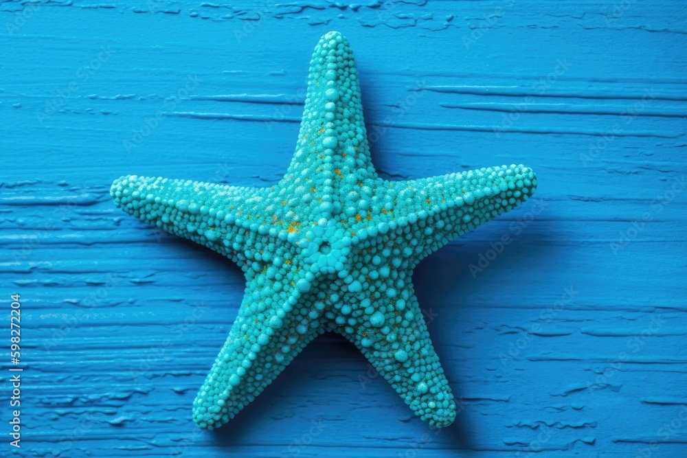 blue starfish on a blue background. Generative AI Generative AI