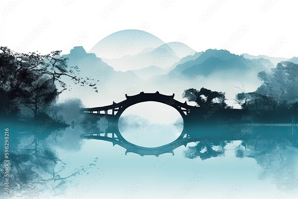 China West Lake ink landscape