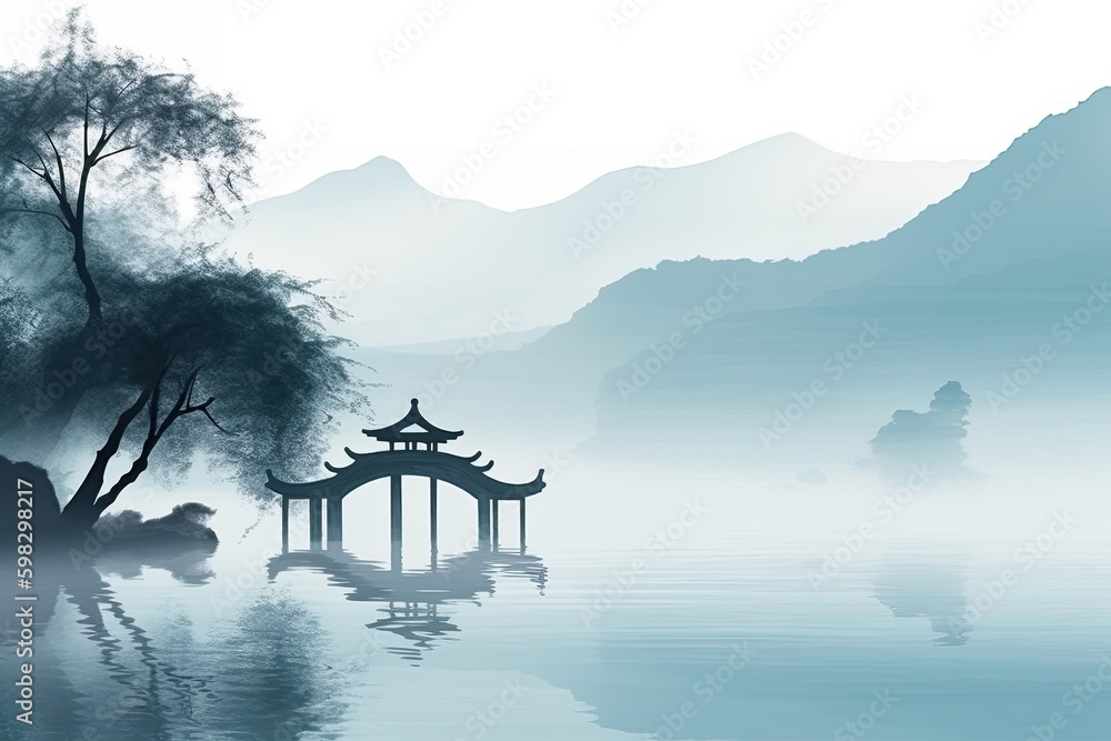 China West Lake ink landscape