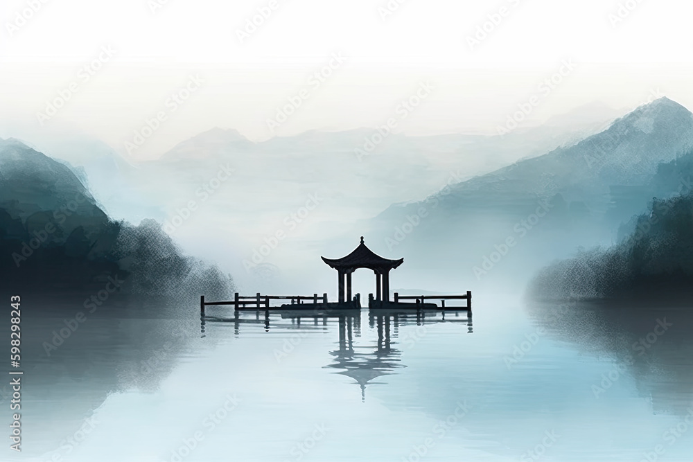 China West Lake ink landscape