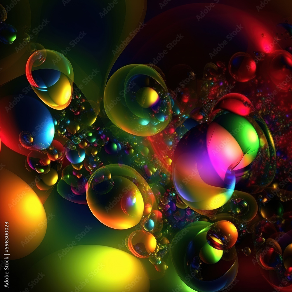 Abstract colorful soap bubbles wallpaper isolated on black background