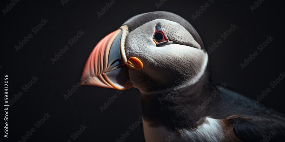 Atlantic puffin bird closeup. Generative AI