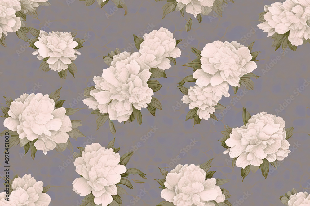 Hydrangea flower seamless pattern. Floral seamless background. Generative AI