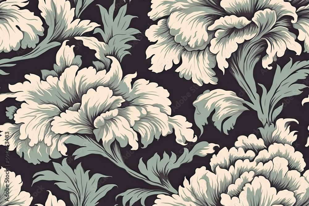 Carnation flower seamless pattern. Floral seamless background. Generative AI