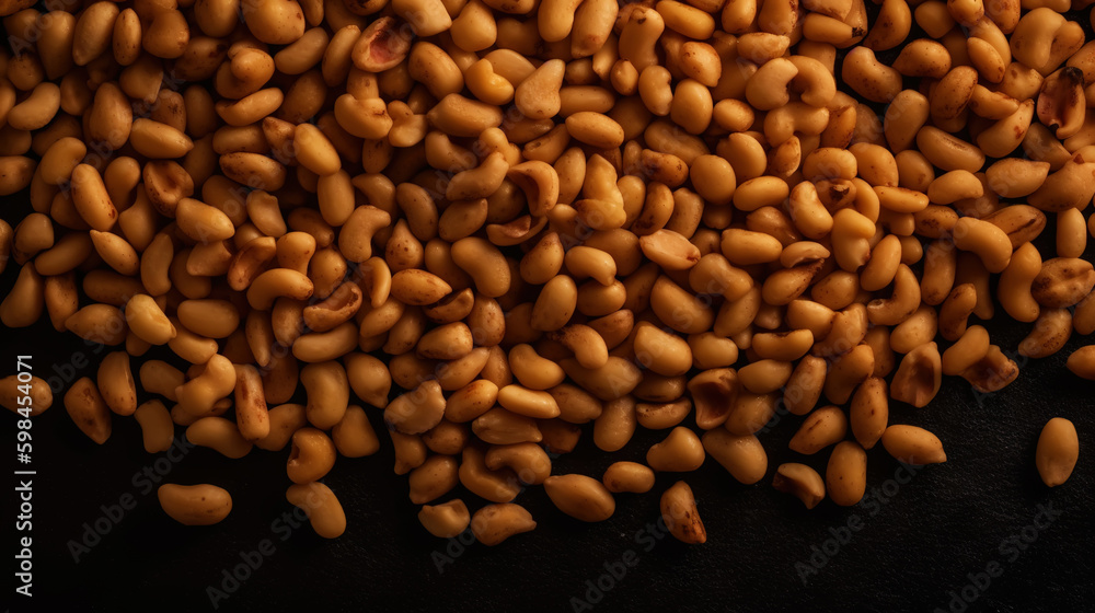 Many roasted peanuts background. Food Backdrop. Generative AI