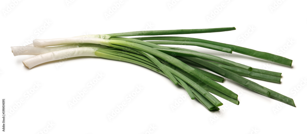 Fresh green onion isolated on white background