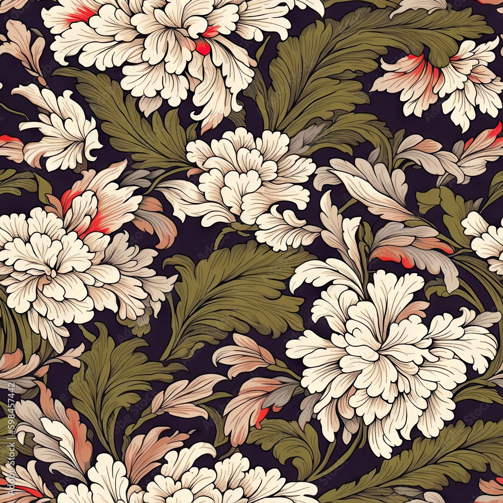 Hydrangea flower seamless pattern. Floral seamless background. Generative AI