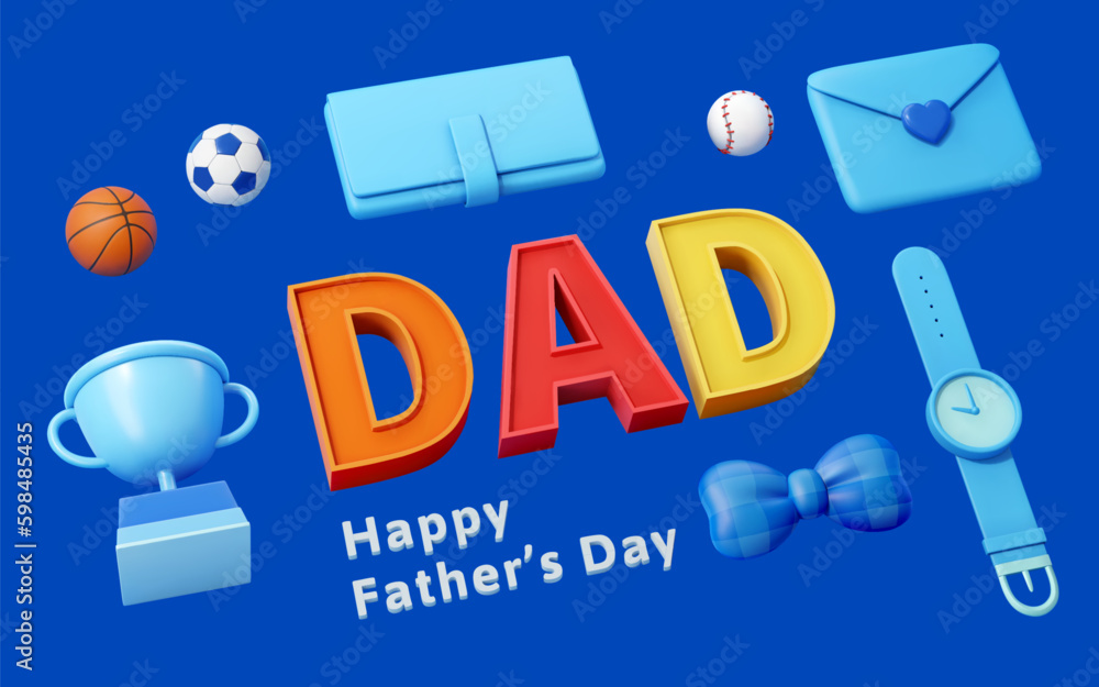 Isometric fathers day element set