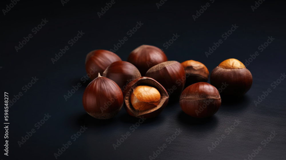 Many dried acorn nuts background. Generative AI