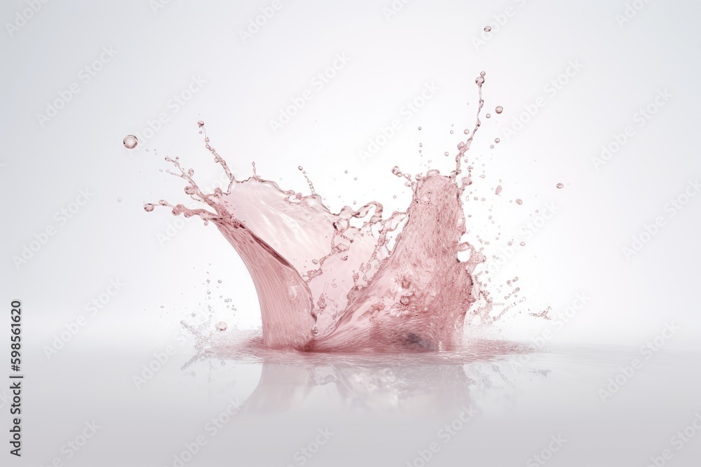 bright pink water splash isolated on a white background. Generative AI Generative AI