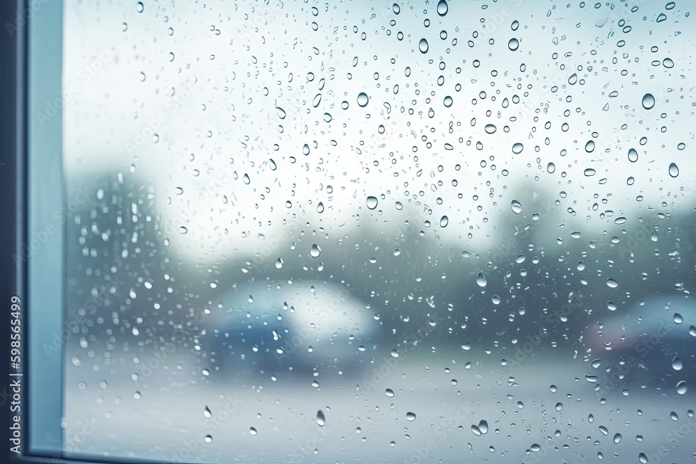 rainy window with water droplets. Generative AI Generative AI