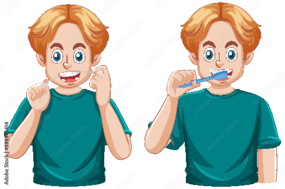 Puberty Boy Caring for His Teeth