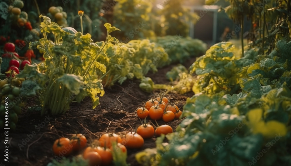 Ripe tomato, juicy and fresh from farm generated by AI