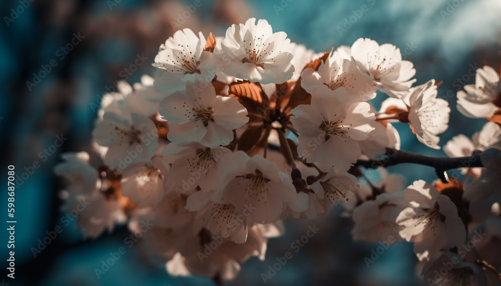 Softness of petals in vibrant cherry blossom generated by AI