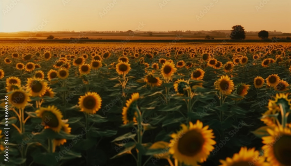 Sunflower blossom in vibrant summer meadow landscape generated by AI