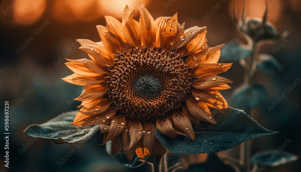 Sunflower vibrant beauty in nature rural meadow generated by AI