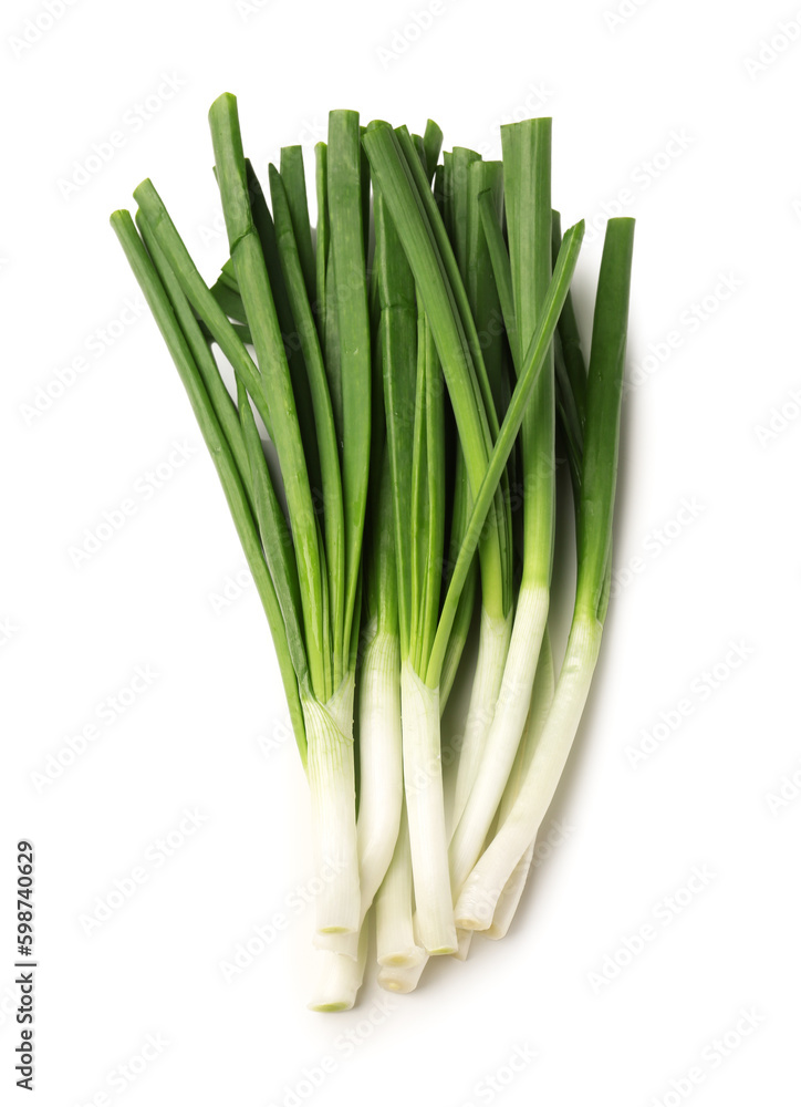 Fresh green onion isolated on white background