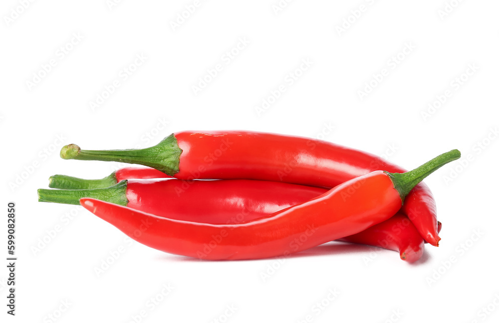 Fresh chili peppers isolated on white background