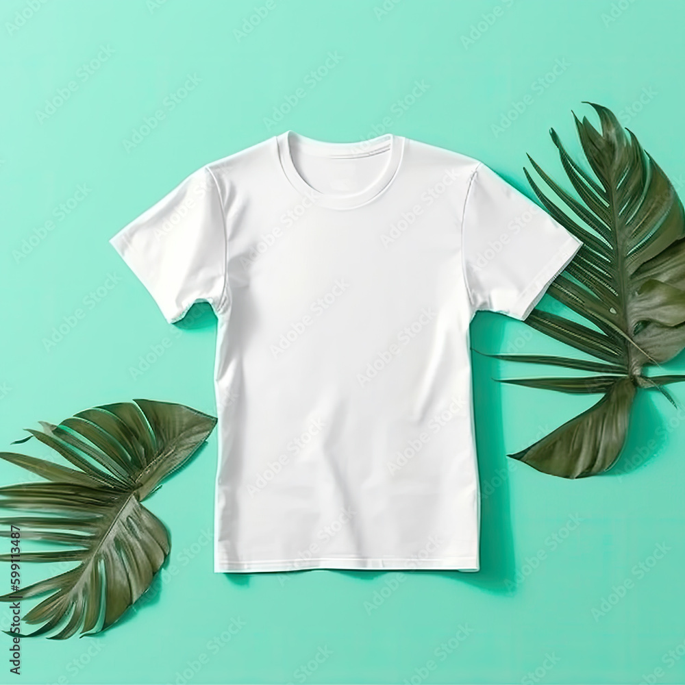 White shirt with green background