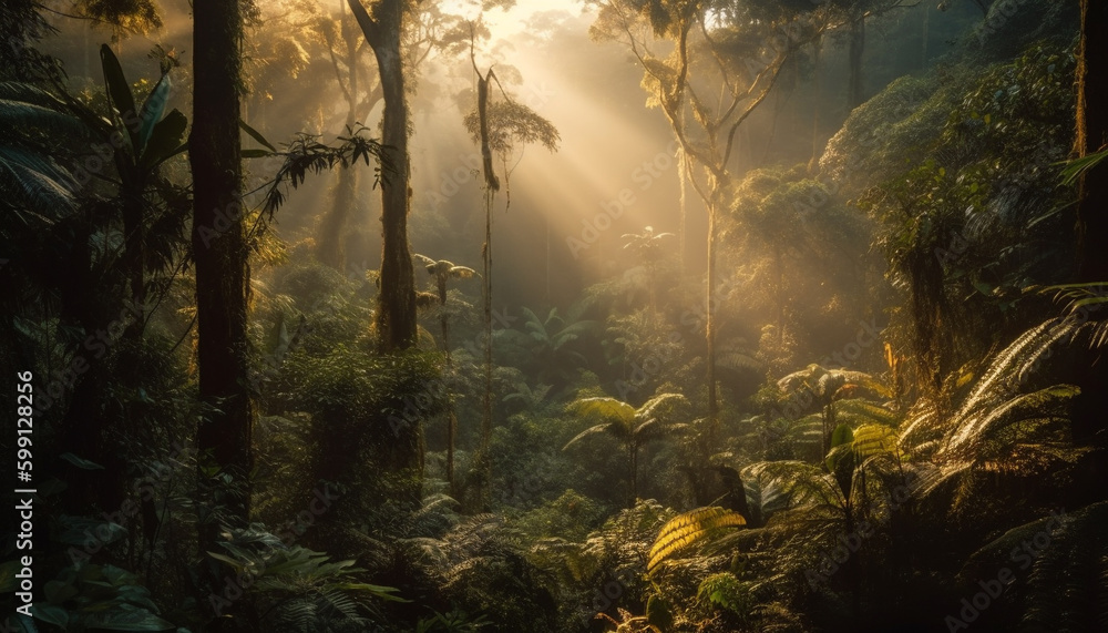 Tropical rainforest mystery, beauty in nature wilderness generated by AI