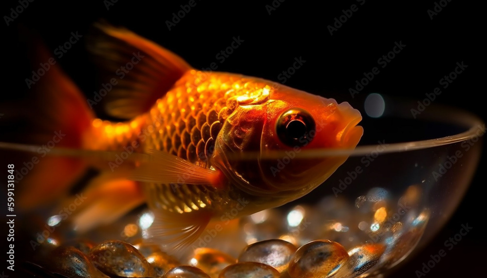 Small goldfish swimming in a freshwater pond generated by AI