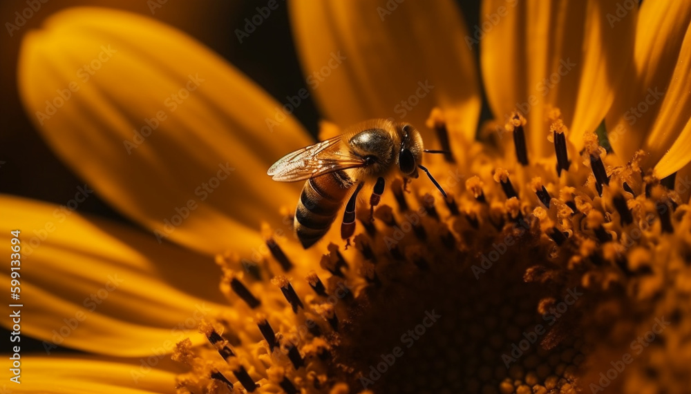 bee in flower pollination scene generated by AI