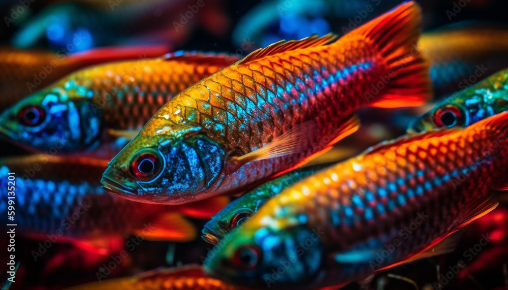 Vibrant Siamese fighting fish swimming in freshwater generated by AI