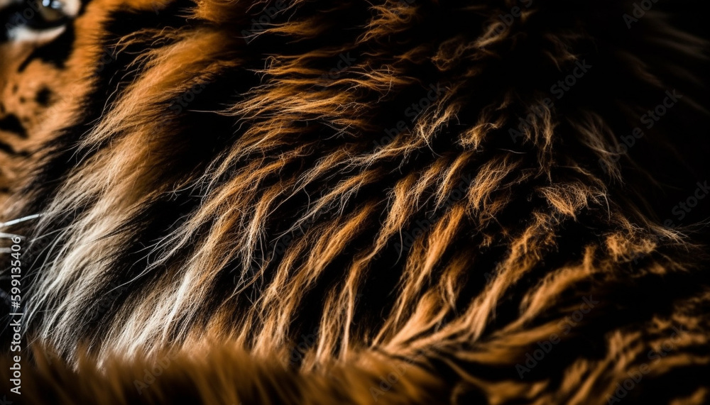 Soft striped fur of majestic undomesticated feline beauty generated by AI