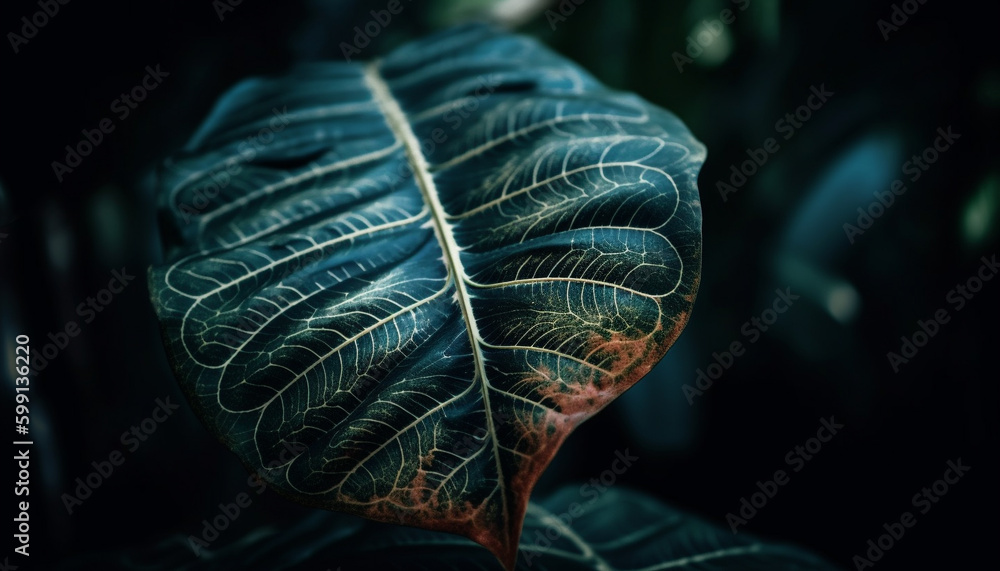 Vibrant palm frond pattern in tropical sunlight generated by AI