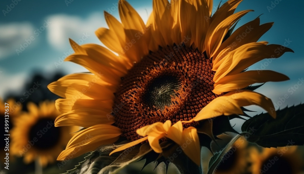 Vibrant sunflower shines in nature beauty generated by AI