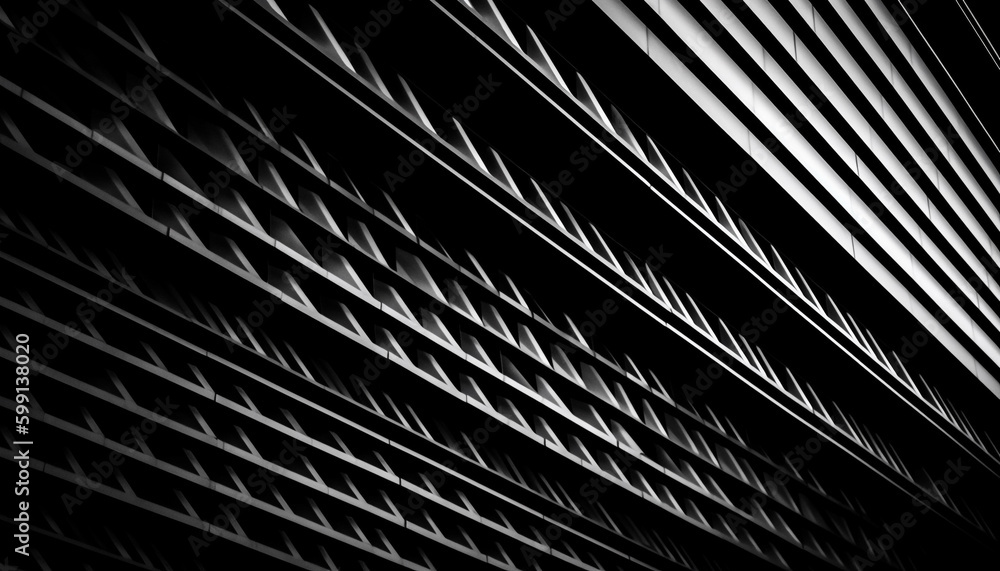 Geometric shapes in monochrome steel patterned backdrop generated by AI