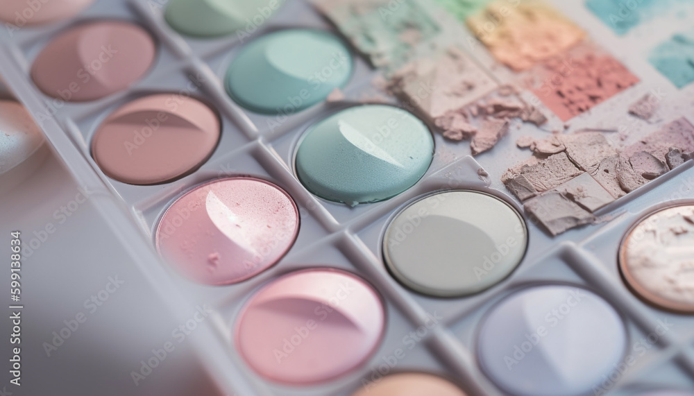 Multi colored eyeshadow palette, a beauty collection set generated by AI