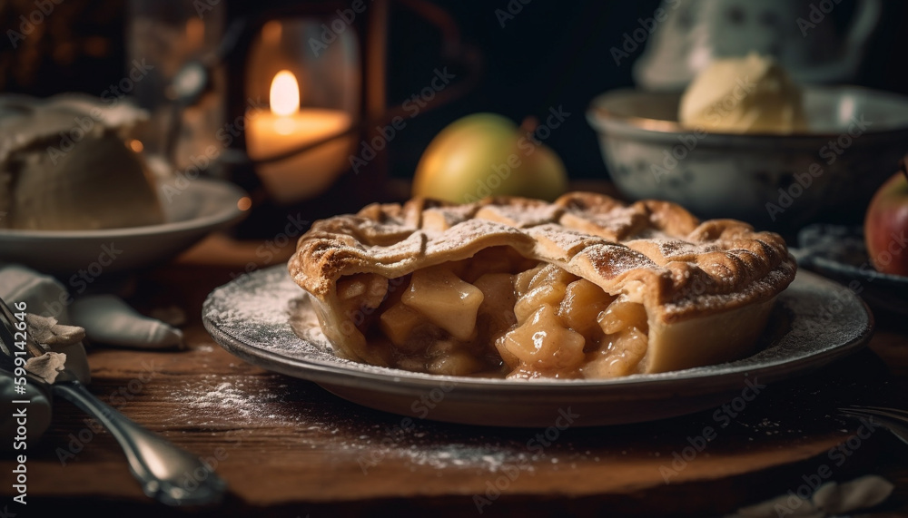 Homemade apple pie, fresh from the oven generated by AI