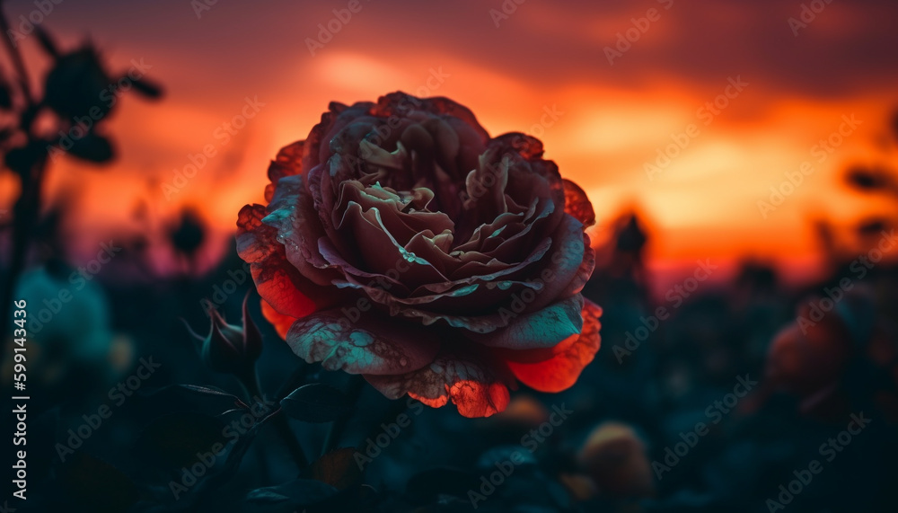 Sunset celebration, beauty in nature bouquet generated by AI