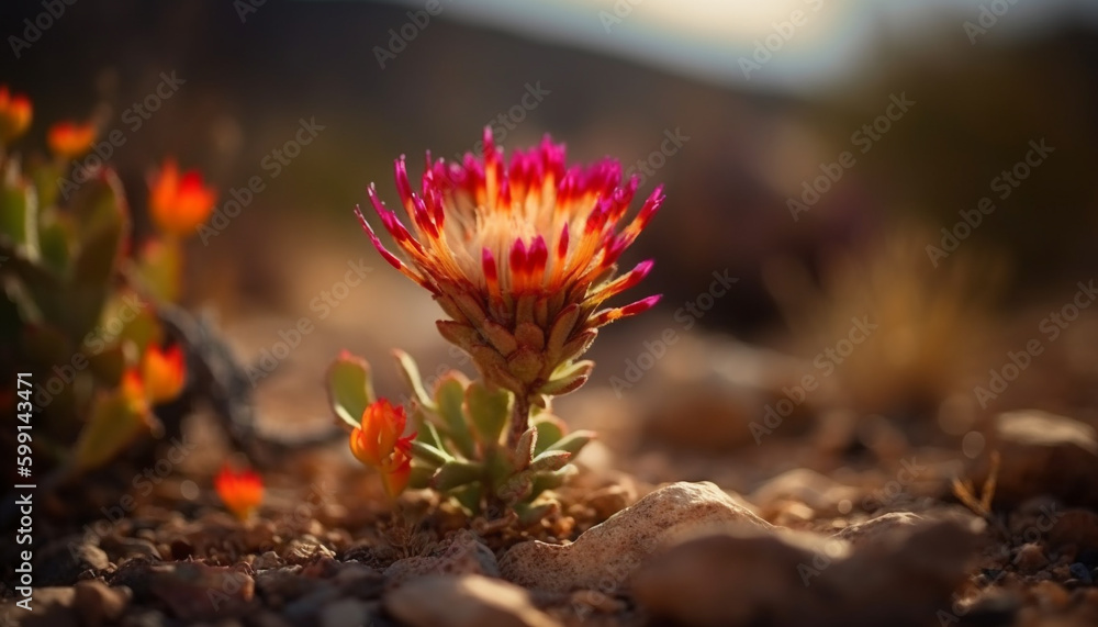 Vibrant wildflowers bloom in uncultivated meadow generated by AI