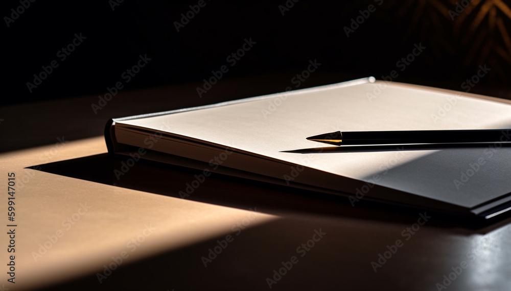 Blank paper on table with pencil nearby generated by AI