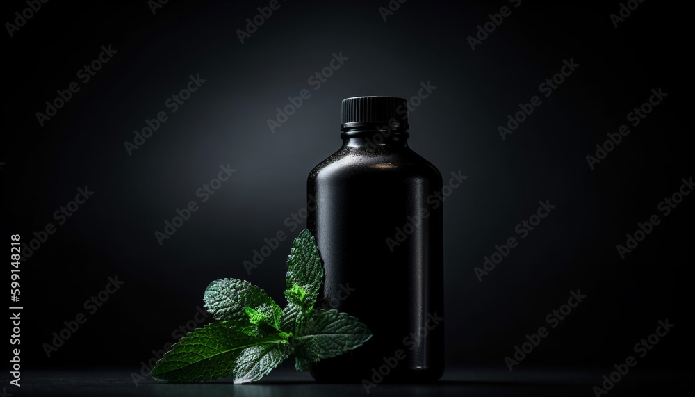 Fresh spearmint leaf in glass jar, organic generated by AI