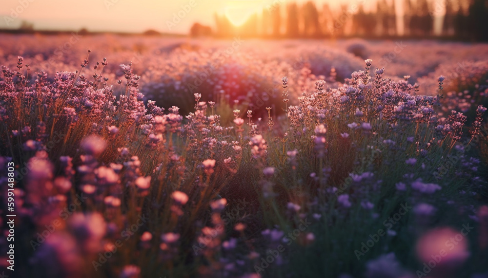 Vibrant wildflowers bloom in tranquil autumn meadow generated by AI