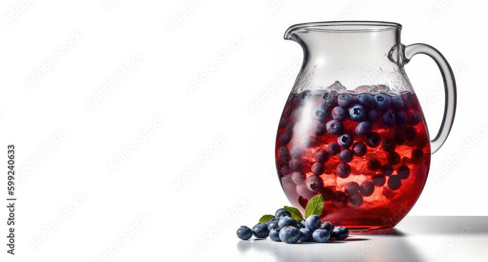 Refreshing Summer Sangria. Colorful sangria with red fruits on white background, perfect for summer 