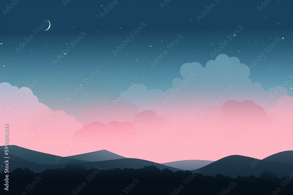 serene mountain landscape at sunset Generative AI