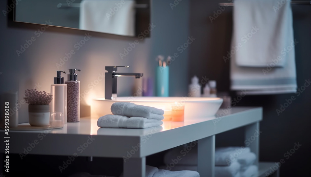 Clean and modern bathroom equipment collection generated by AI