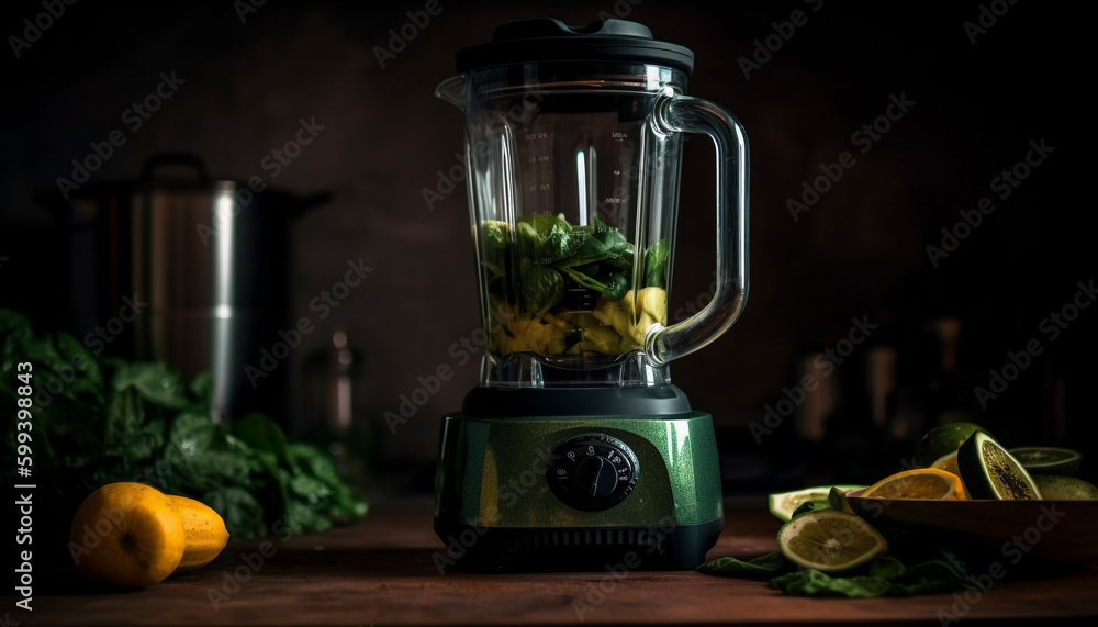 Fresh organic smoothie in rustic glass jar generated by AI