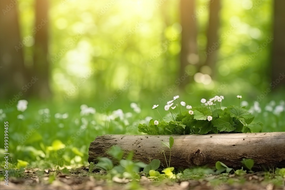 plant sprouting from a decaying log in a forest Generative AI