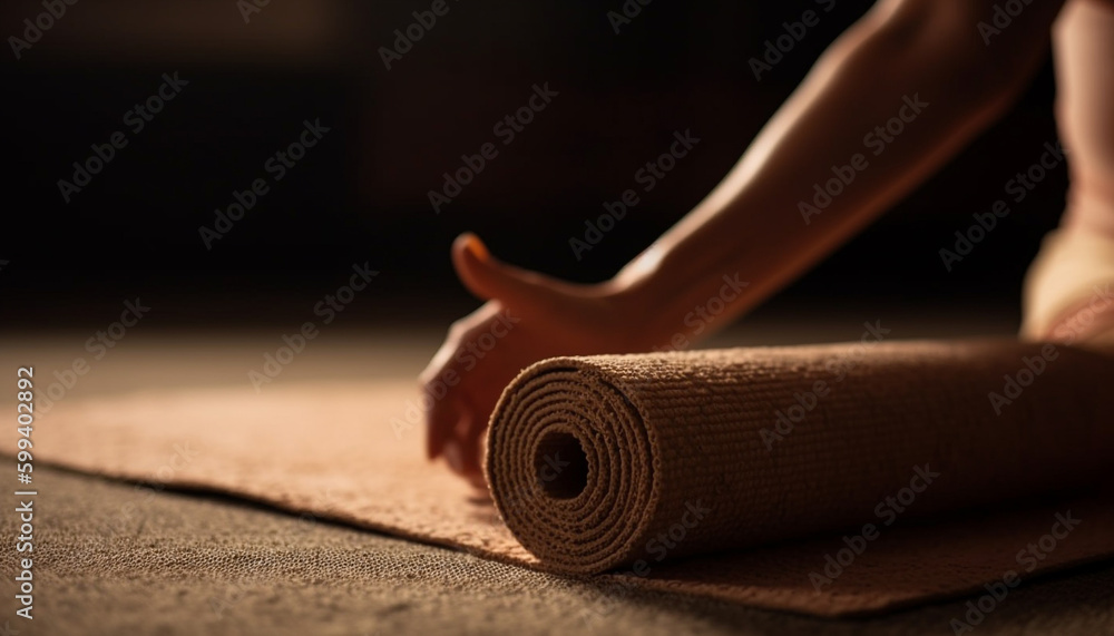 Serene young woman practicing yoga on mat generated by AI