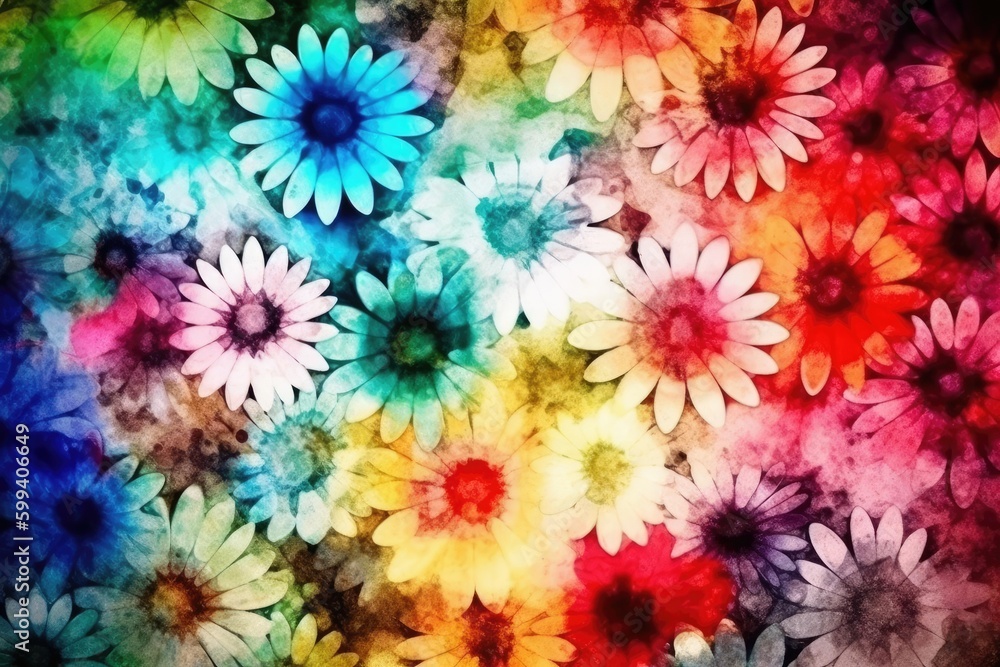 vibrant floral background with multiple colors and flowers Generative AI