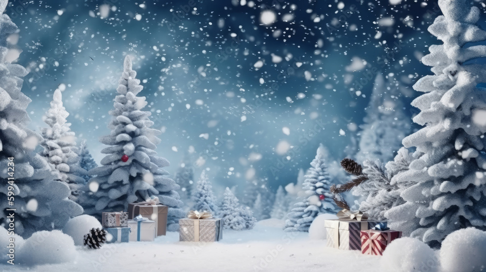 Merry Christmas Background. Illustration AI Generative.