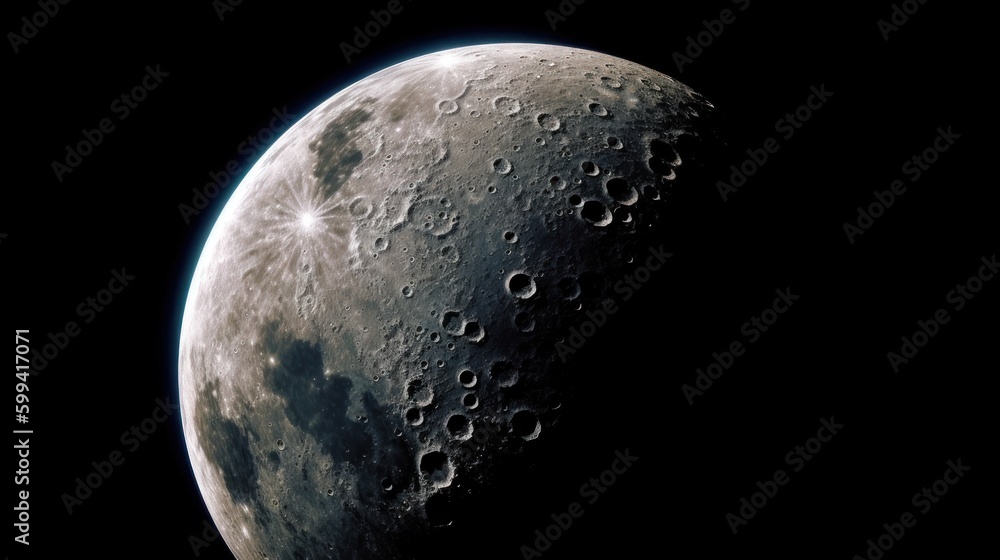 Moon from space. Illustration AI Generative.